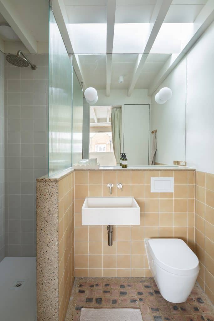 a sink and a mirror