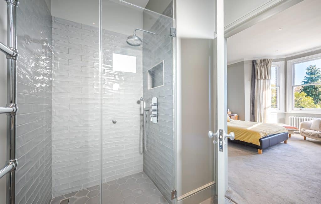 a glass shower door