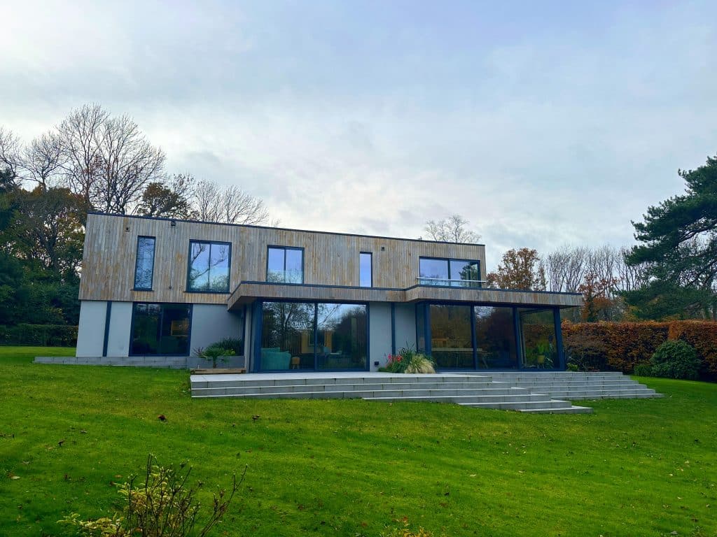a house with a grass field