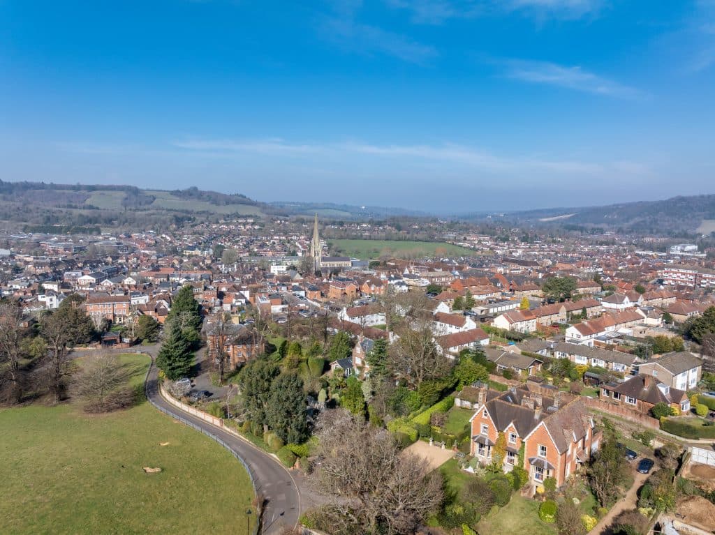 CEDAR HOUSE victorian dorking grade ii listed location house Cedar House - drone high res