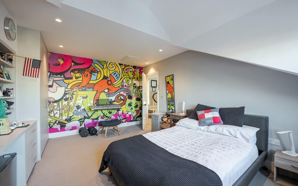 RITHERDON ROAD Modern, Architect designed Family Home location house Location Creation: Ritherdon Road: bedroom wallpaper