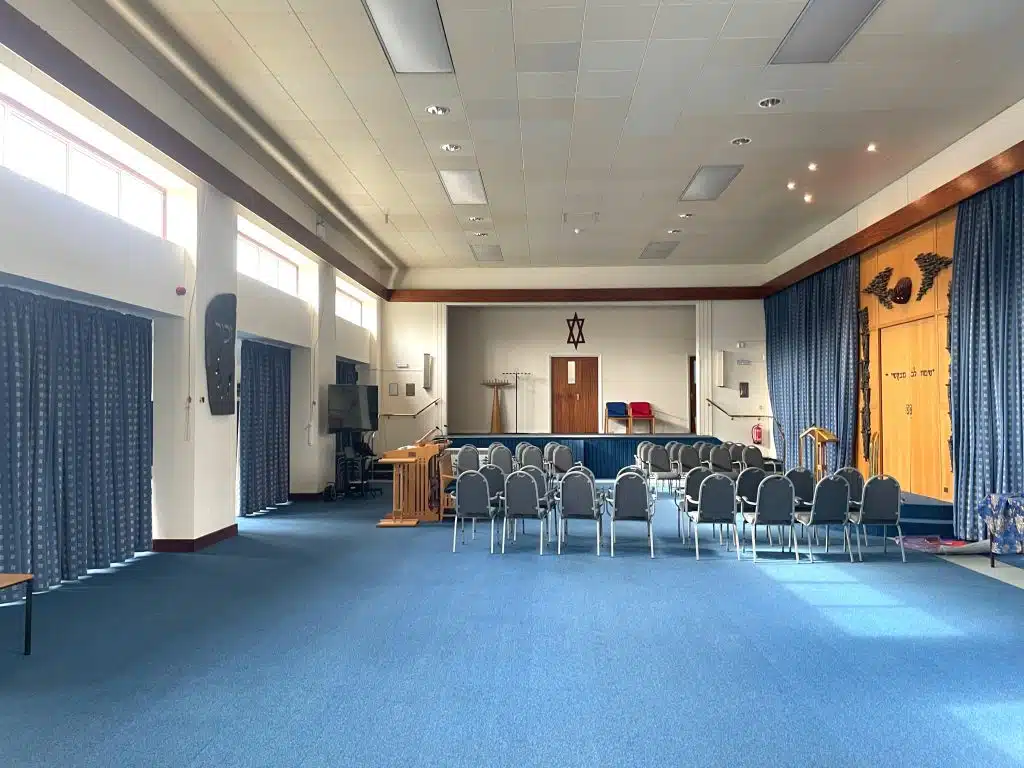 SURREY SYNAGOGUE Weybridge shoot location school office Synagogue main hall door view