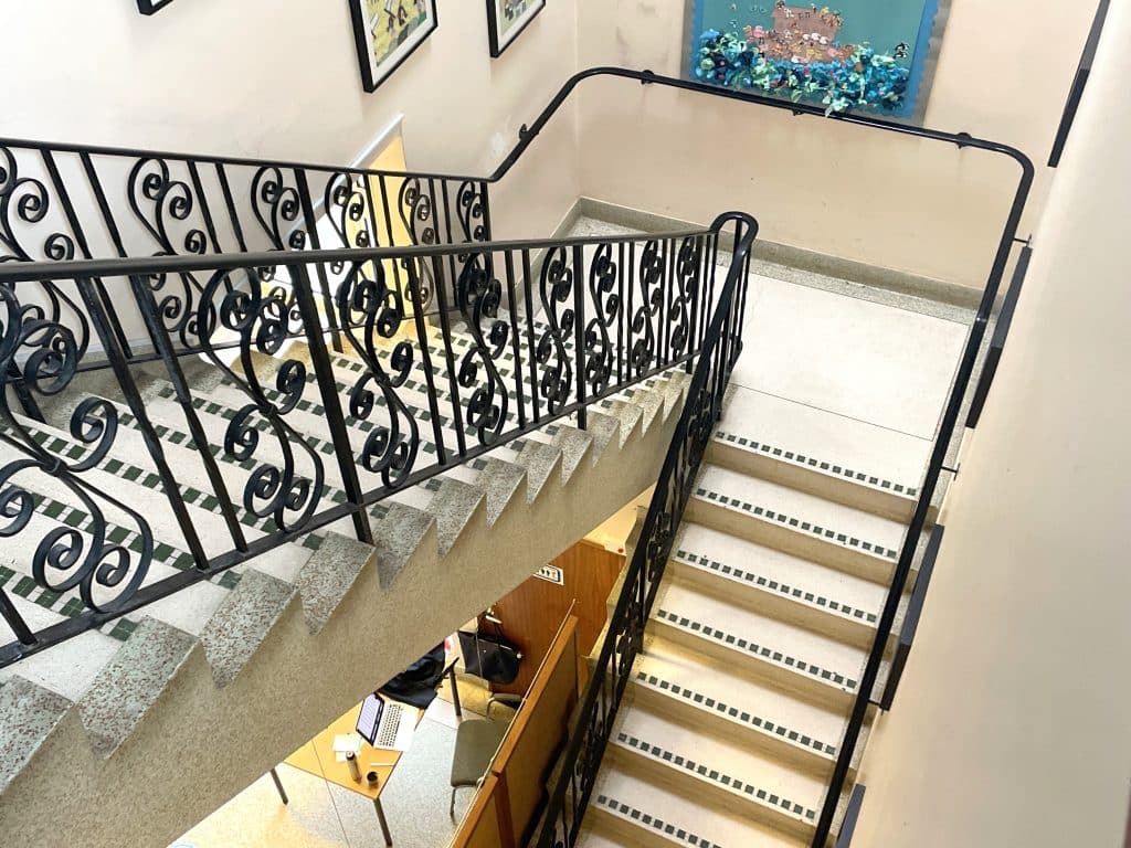 SURREY SYNAGOGUE Weybridge shoot location school office Synagogue stairs top view