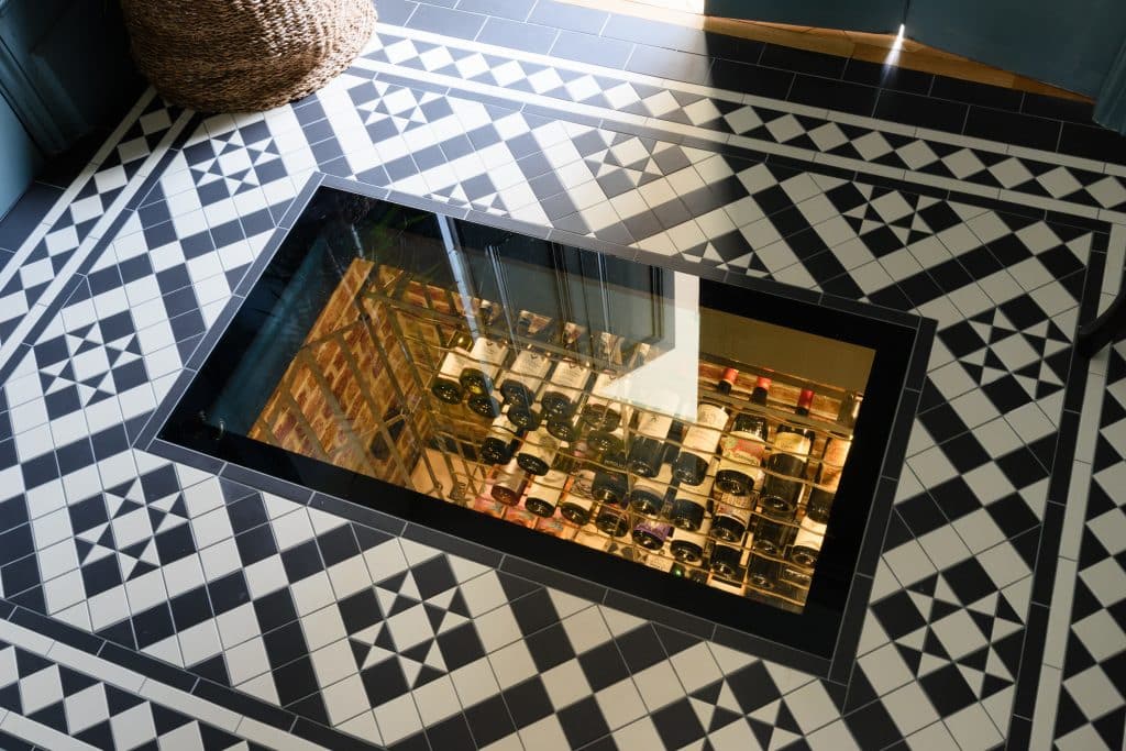 FAIRFAX FAMILY Family home shoot location twickenham Wine Cellar Walk On Glass