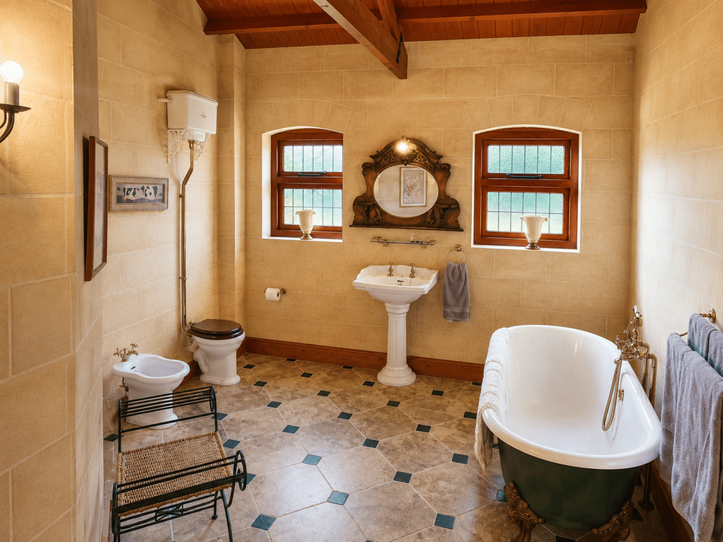 CAINHOE 16th century Grade II listed country house bedfordshire shoot locationCainhoe courtyard bathroom 1