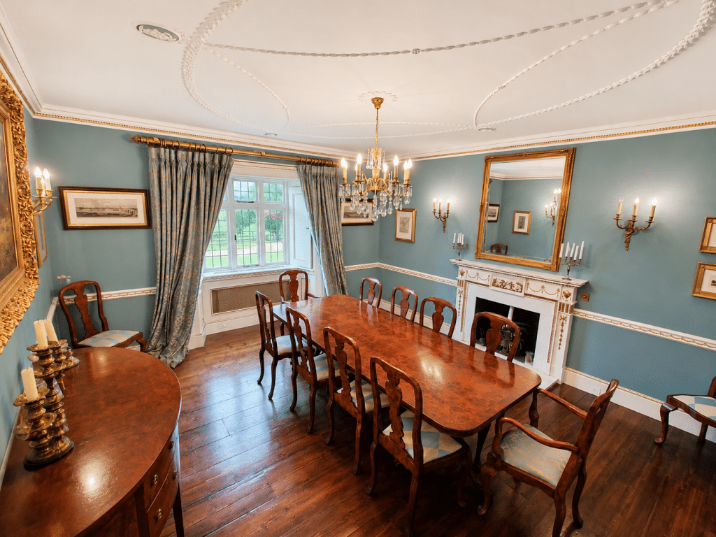 CAINHOE 16th century Grade II listed country house bedfordshire shoot locationCainhoe dining room 1