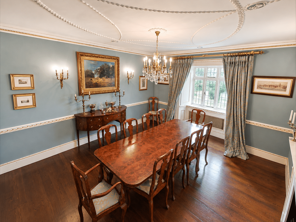 CAINHOE 16th century Grade II listed country house bedfordshire shoot locationCainhoe dining room 2