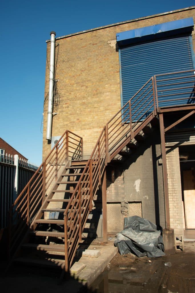 FOLD east london nightclub venue event space shoot location FIRE ESCAPE BACK