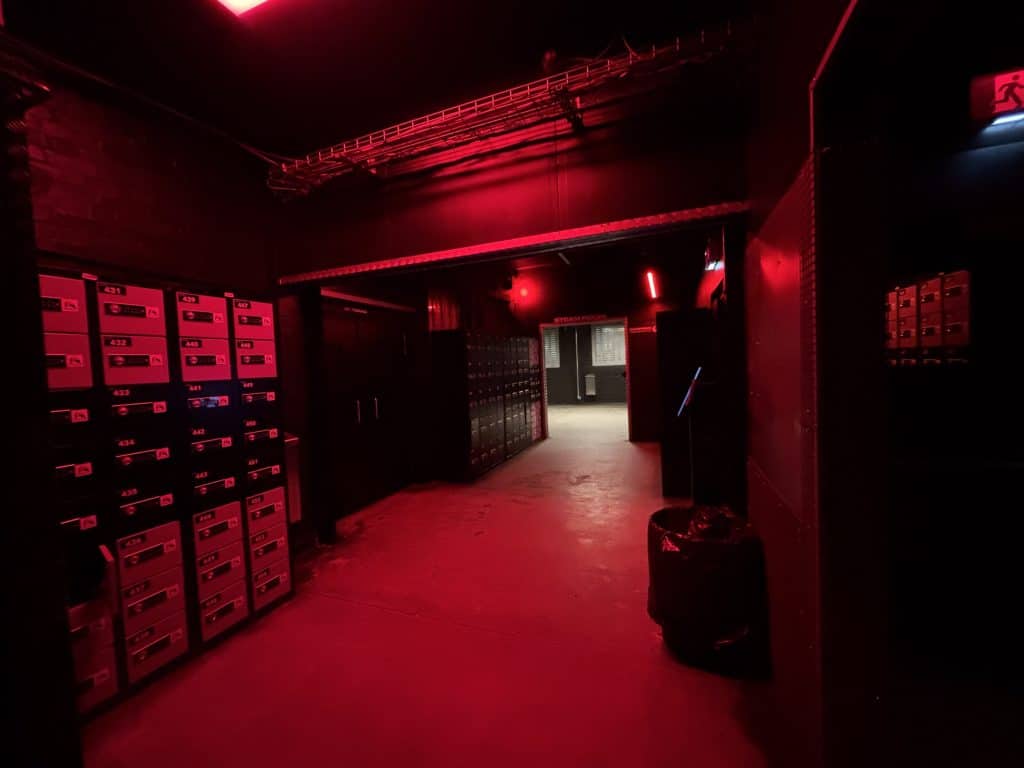 FOLD east london nightclub venue event space shoot location LOCKER AREA LEADING TO STEAMTOOM