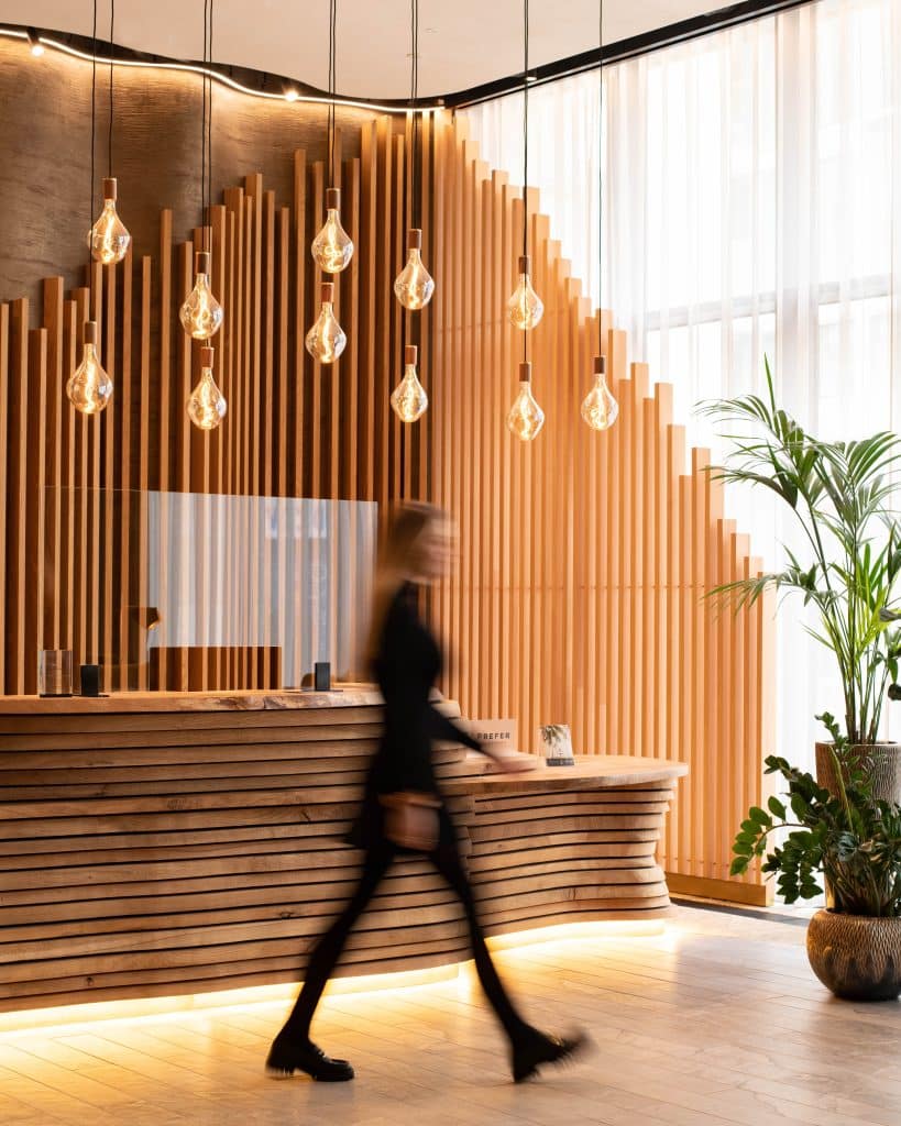 MIDDLE EIGHT covent garden central london modern luxury hotel shoot location Portrait Girl Walking Reception 1